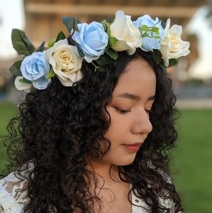 Light blue and ivory flower crown